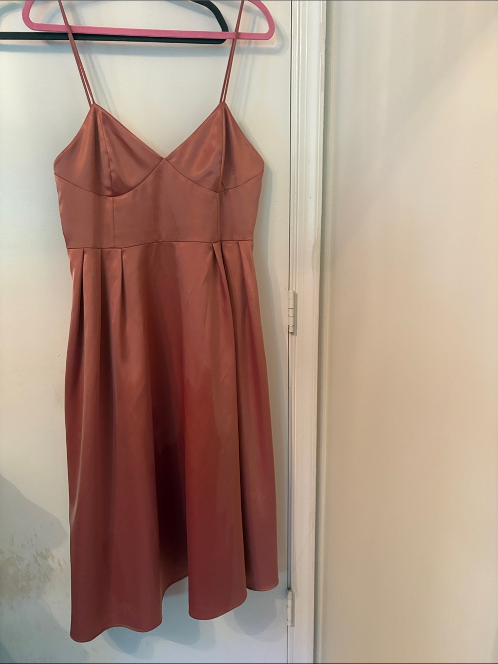 H&M Satin Slip Midi Dress in Dusty Rose